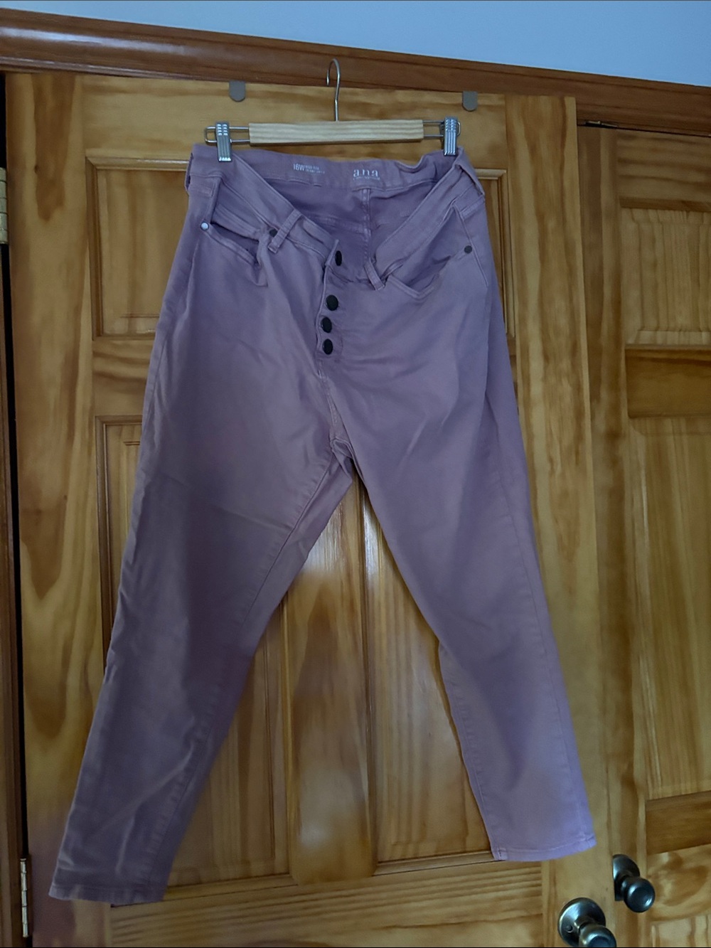 Anna High-Rise Button-Fly Jeans in Dusty Mauve